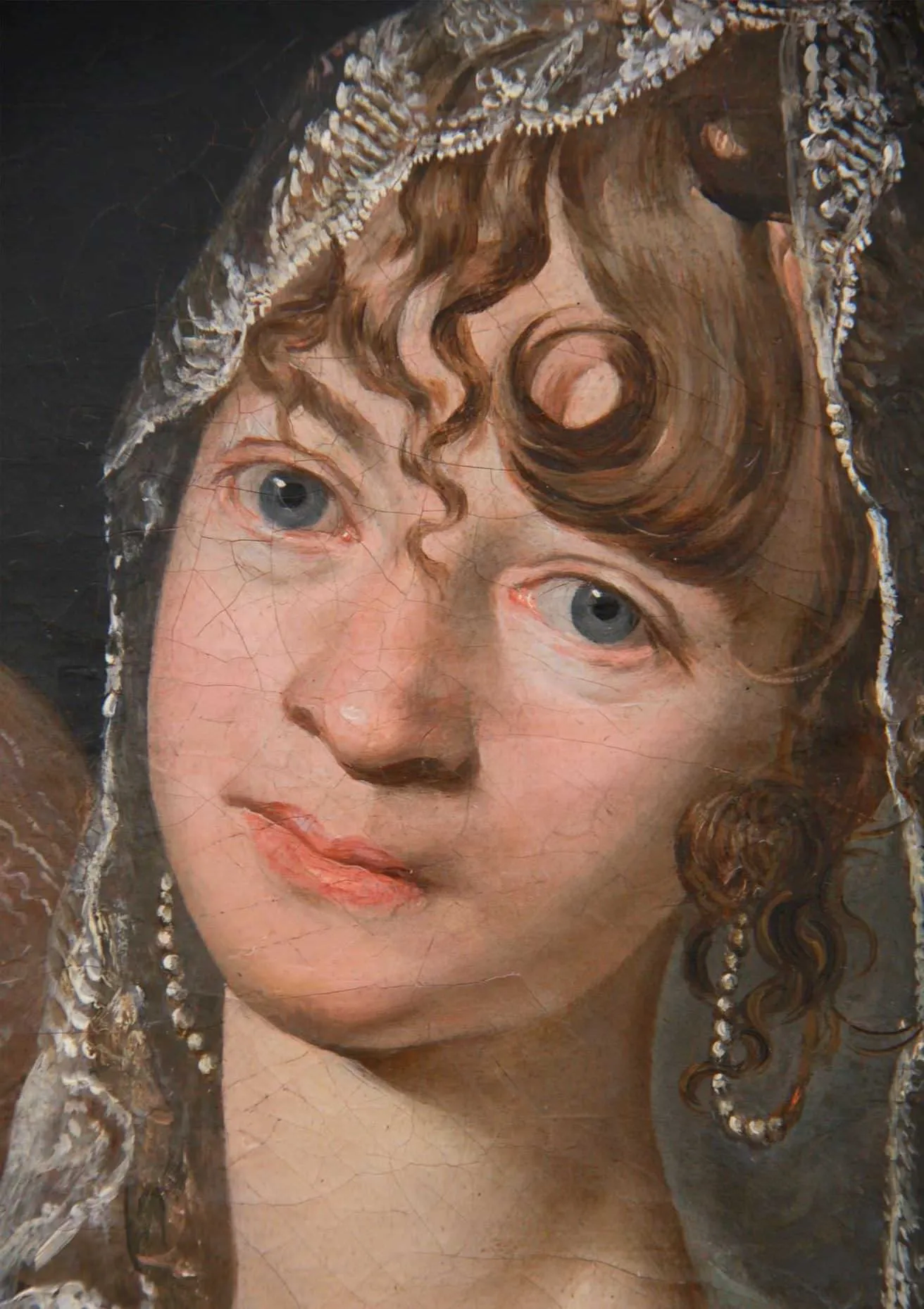 Detailaufnahme des Endzustandes des Portäts der Therese von Heffter mit Tochter Marie